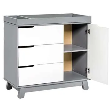 Babyletto Hudson 3-Drawer Changer Dresser in Grey and White