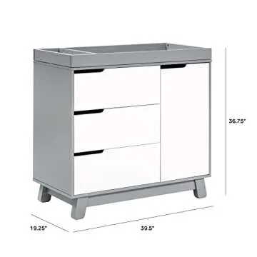 Babyletto Hudson 3-Drawer Changer Dresser in Grey and White