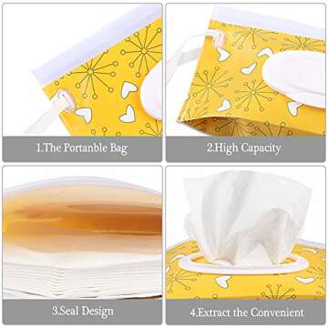 FEBSNOW 4 Pack Baby Wipe Dispenser, Portable Refillable Wipe Holder, Baby Wipes Container, Wipe Dispenser, Reusable Travel Wet Wipe Pouch (Floral)