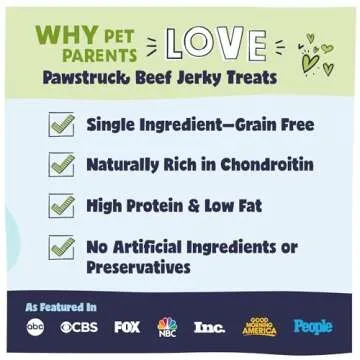 Pawstruck Premium Beef Jerky Dog Treat Chews, 4"-6" Strips – Hip & Joint Health, Naturally Rich in Glucosamine & Chondroitin, No Added Preservatives – 15 Count