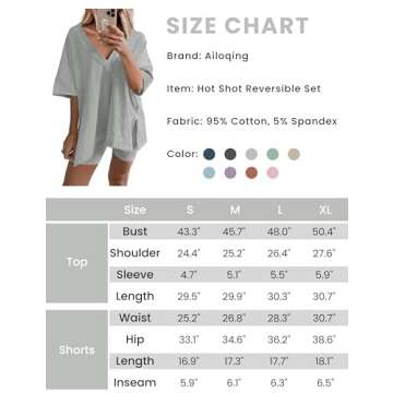 Ailoqing 2 Piece Outfits for Women Summer Oversized V Neck T Shirt Biker Short Sets Hot Shot Reversible Set(LightGrey-L)