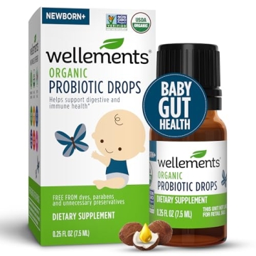 Wellements Organic Baby Probiotic Drops 0.25 Fl Oz - Natural Digestive Support for Infants and Toddl...