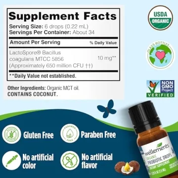 Wellements Organic Baby Probiotic Drops - Infant Digestive Support
