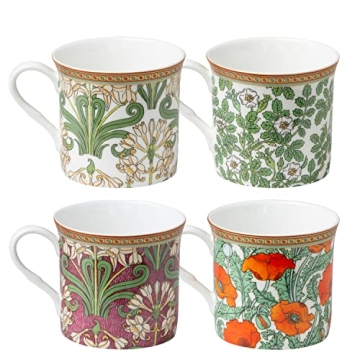 Grace Teaware Bone China Mugs Set of 4 Morris Designs