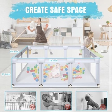 Baby Playpen 74x50 Safe and Spacious for Toddlers