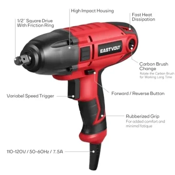 Eastvolt 800W Electric Impact Wrench Heavy Duty 450 Ft-lbs