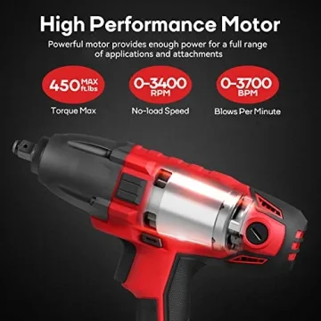 Eastvolt 800W Electric Impact Wrench Heavy Duty 450 Ft-lbs