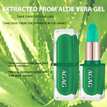 Aloe Vera Lipstick Lip Balm, Magic Temperature Colour Changing Lipstick Long-Lasting Nutritious Lips Moisturizer Jelly Lip Makeup, 1 Count