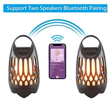 Viiwuu Outdoor Speaker, Led Flame Bluetooth Speakers Torch Atmosphere Bluetooth Speakers Outdoor Por...