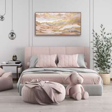 YJYart Pink Abstract Wall Art for Teen Girls - 20x40 Inch