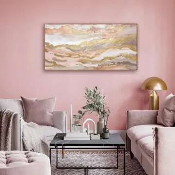YJYart Pink Abstract Wall Art for Teen Girls - 20x40 Inch