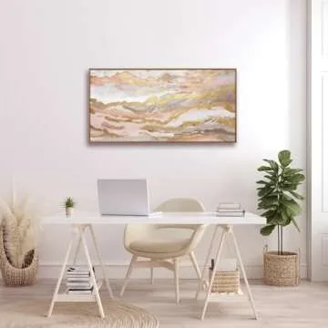 YJYart Pink Abstract Wall Art for Teen Girls - 20x40 Inch