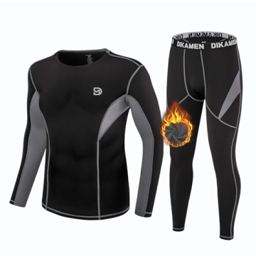 DIKAMEN Men's Thermal Underwear Fleece Lined Performance Fleece Tactical Sports Shapewear Thermal Se...