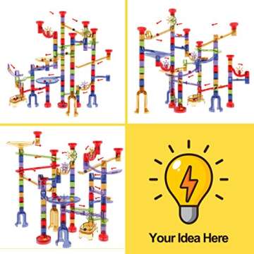 WTOR 190Pcs Marble Run Sets STEM Toys for Kids Boys Girls Educational Learning Marble Building Blocks Girl Boy Toy for Kids Children (22 Glass Marbles)