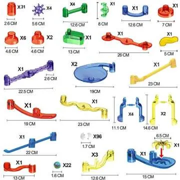 WTOR 190Pcs Marble Run Sets STEM Toys for Kids Boys Girls Educational Learning Marble Building Blocks Girl Boy Toy for Kids Children (22 Glass Marbles)