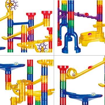 WTOR 190Pcs Marble Run Sets STEM Toys for Kids Boys Girls Educational Learning Marble Building Blocks Girl Boy Toy for Kids Children (22 Glass Marbles)