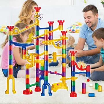 WTOR 190Pcs Marble Run Sets STEM Toys for Kids Boys Girls Educational Learning Marble Building Blocks Girl Boy Toy for Kids Children (22 Glass Marbles)