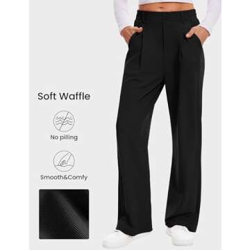 Desol Black Work Pants Wide Leg Work Pants Waffle Knit Pants for Women Medium