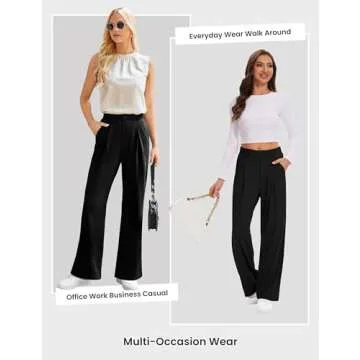 Desol Black Work Pants Wide Leg Work Pants Waffle Knit Pants for Women Medium