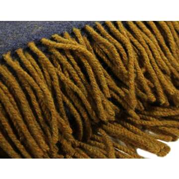 Premium Irish Cashmere & Merino Wool Blend Throw Blanket, 54" x 71 Inches, Soft Warm Feel, Imported from Ireland, Rich Classic Herringbone Pattern, Blue & Gold