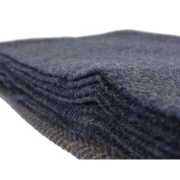 Premium Irish Cashmere & Merino Wool Blend Throw Blanket, 54" x 71 Inches, Soft Warm Feel, Imported from Ireland, Rich Classic Herringbone Pattern, Blue & Gold
