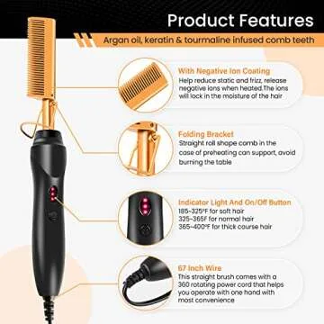 Hot Comb Set: 7-Piece Electric Styling Kit for Black Hair