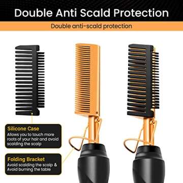Hot Comb Set: 7-Piece Electric Styling Kit for Black Hair