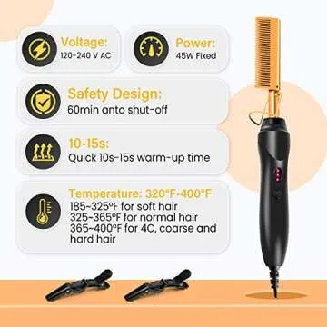 Hot Comb Set: 7-Piece Electric Styling Kit for Black Hair