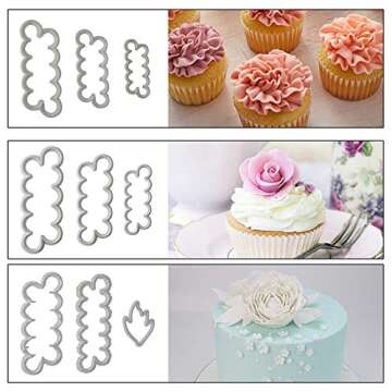 Fyuan Molding Roses Carnations Peony 3D Petal Cake Cutter Flower Fondant Icing Tool Decorating Mould DIY Baking Accessories, 9pcs