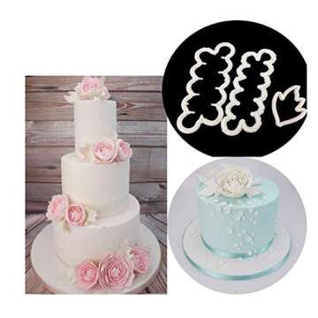 Fyuan Molding Roses Carnations Peony 3D Petal Cake Cutter Flower Fondant Icing Tool Decorating Mould DIY Baking Accessories, 9pcs