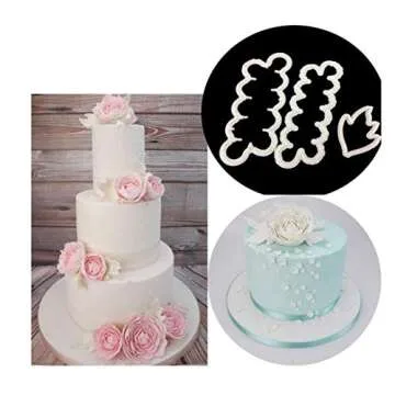 Fyuan Molding Roses Carnations Peony 3D Petal Cake Cutter Flower Fondant Icing Tool Decorating Mould DIY Baking Accessories, 9pcs