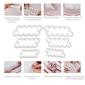 Fyuan Molding Roses Carnations Peony 3D Petal Cake Cutter Flower Fondant Icing Tool Decorating Mould DIY Baking Accessories, 9pcs