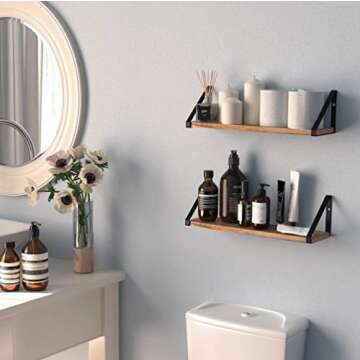 Wallniture Floating Shelves Bathroom Storage Wall Mount Home Decor Bedroom Kitchen Laundry Room Orga...