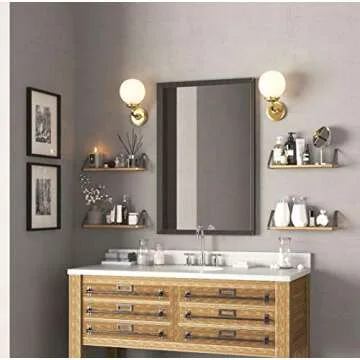 Wallniture Floating Shelves Bathroom Storage Wall Mount Home Decor Bedroom Kitchen Laundry Room Organizer with Black Brackets and Natural Burned Rustic Wood Shelves Set of 2