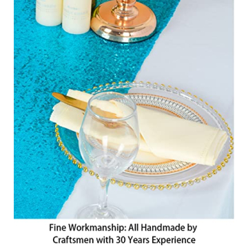 Turquoise Sequin Table Runners for Weddings and Parties