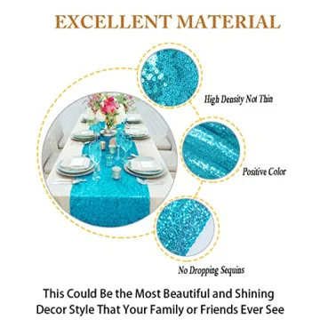 Turquoise Sequin Table Runners for Weddings and Parties