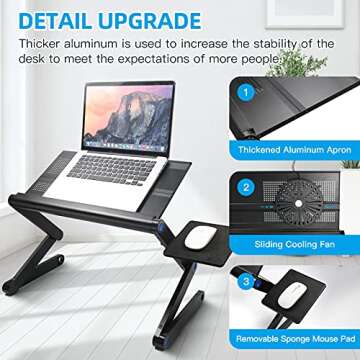Adjustable Aluminum Laptop Stand with Cooling Fan