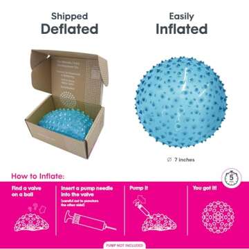 Edushape Sensory Ball for Baby - 7” Transparent Primary Color Baby Ball that Helps Enhance Gross Motor Skills for Kids Aged 6 Months & Up - Pack of 1 Vibrant Colorful and Unique Textured Ball for Baby
