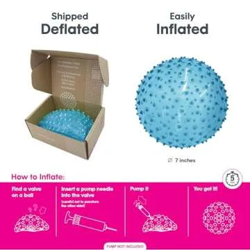 Edushape Sensory Ball for Baby - 7” Transparent Primary Color Baby Ball that Helps Enhance Gross Motor Skills for Kids Aged 6 Months & Up - Pack of 1 Vibrant Colorful and Unique Textured Ball for Baby