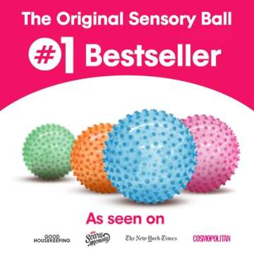 Edushape Sensory Ball for Baby - 7” Transparent Primary Color Baby Ball that Helps Enhance Gross Motor Skills for Kids Aged 6 Months & Up - Pack of 1 Vibrant Colorful and Unique Textured Ball for Baby