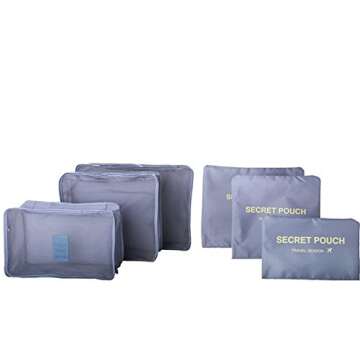 Luggage Organizer,Mossio 7 Piece Suitcase Portable Storage Packing Case Grey