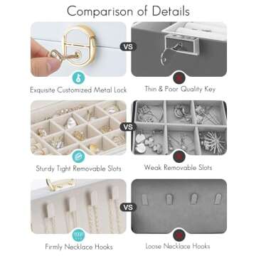 Vlando Jewelry Travel Organizer 2 Layer Travel Jewelry Case PU Leather Jewelry Organizer for Necklac...