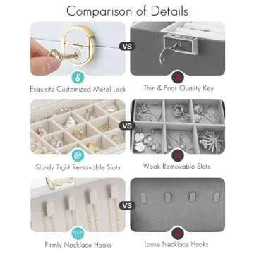 Vlando Jewelry Travel Organizer 2 Layer Travel Jewelry Case PU Leather Jewelry Organizer for Necklac...