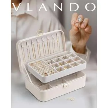Vlando Jewelry Travel Organizer for Women & Girls - Stylish & Compact