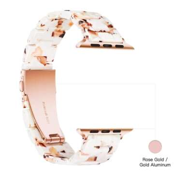 Light Apple Watch Band-Fashion Resin Apple Watch Series 10 Series 9 Series 8 band,iWacth Bands,Apple Watch Bands for Women,Compatible with Apple Watch Series 10 9 8 7 SE 6 5 Ultra 2 1-Nougat White,38mm/40mm/41mm/42mm(Series 10)