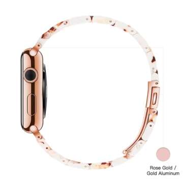 Light Apple Watch Band-Fashion Resin Apple Watch Series 10 Series 9 Series 8 band,iWacth Bands,Apple Watch Bands for Women,Compatible with Apple Watch Series 10 9 8 7 SE 6 5 Ultra 2 1-Nougat White,38mm/40mm/41mm/42mm(Series 10)