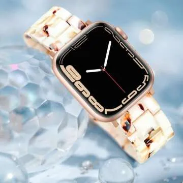 Light Apple Watch Band-Fashion Resin Apple Watch Series 10 Series 9 Series 8 band,iWacth Bands,Apple Watch Bands for Women,Compatible with Apple Watch Series 10 9 8 7 SE 6 5 Ultra 2 1-Nougat White,38mm/40mm/41mm/42mm(Series 10)