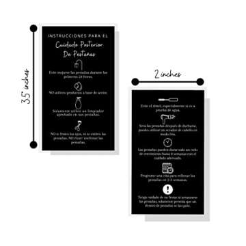 Spanish Lash Aftercare | Cuidado Posterior de la Extensión de Pestañas | Physical Printed 2 x 3.5” inch Business Card | Eyelash Extension Supplies | Black Card Design