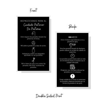 Spanish Lash Aftercare | Cuidado Posterior de la Extensión de Pestañas | Physical Printed 2 x 3.5” inch Business Card | Eyelash Extension Supplies | Black Card Design