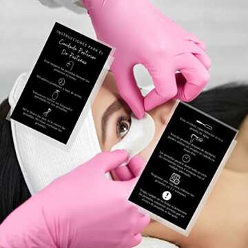 Spanish Lash Aftercare | Cuidado Posterior de la Extensión de Pestañas | Physical Printed 2 x 3.5” inch Business Card | Eyelash Extension Supplies | Black Card Design